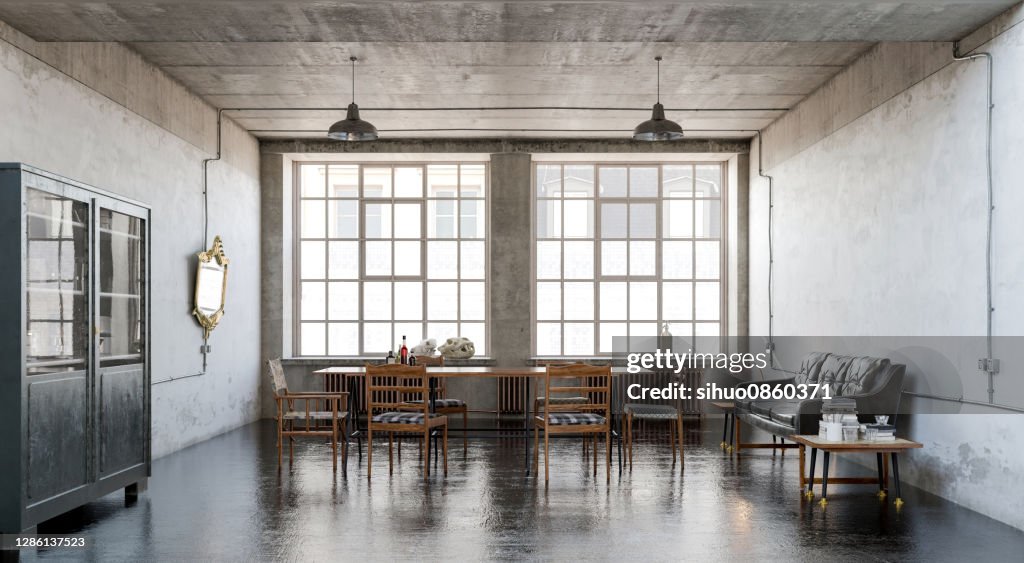 Estilo industrial interior del hogar