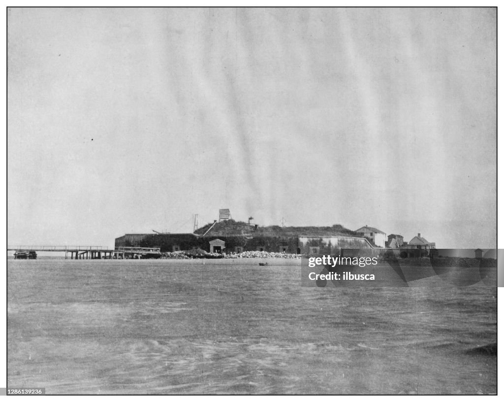 Antique black and white photo of the United States: Fort Sumter, Charleston, South Carolina