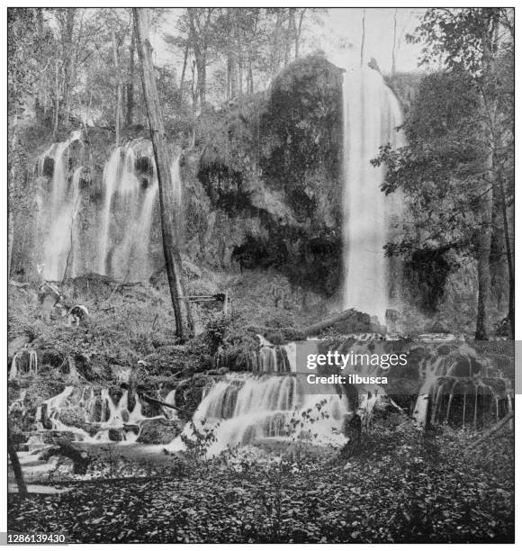 antique black and white photo of the united states: falling springs, near warm springs, virginia - warm springs georgia stock illustrations