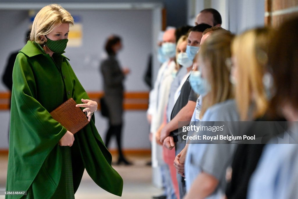 King Philippe Of Belgium And Queen Mathilde Visit The Bois De L'Abbaye Hospital Center In Charleroi