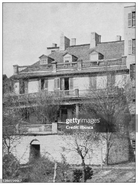antique black and white photo of the united states: braddock's headquarters, alexandria, virginia - alexandria virginia landscape stock illustrations