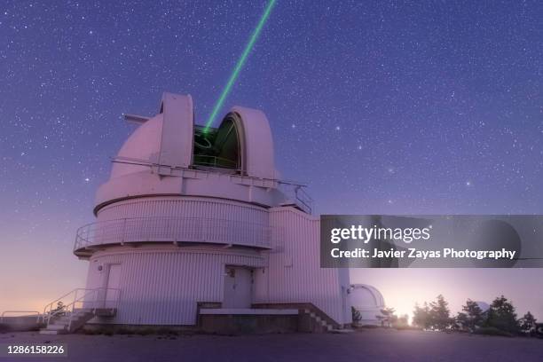 calar alto observatory telescope by night - observatorium stockfoto's en -beelden