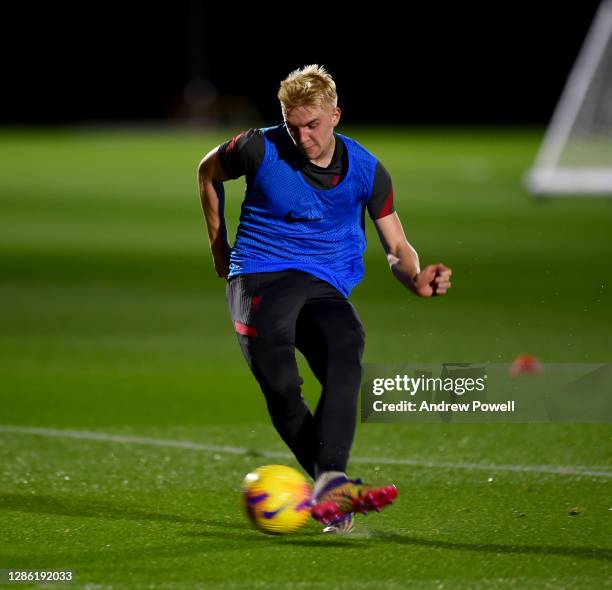 Luis Longstaff of Liverpool during a training session at AXA Training Centre on November 17, 2020 in Kirkby, England.