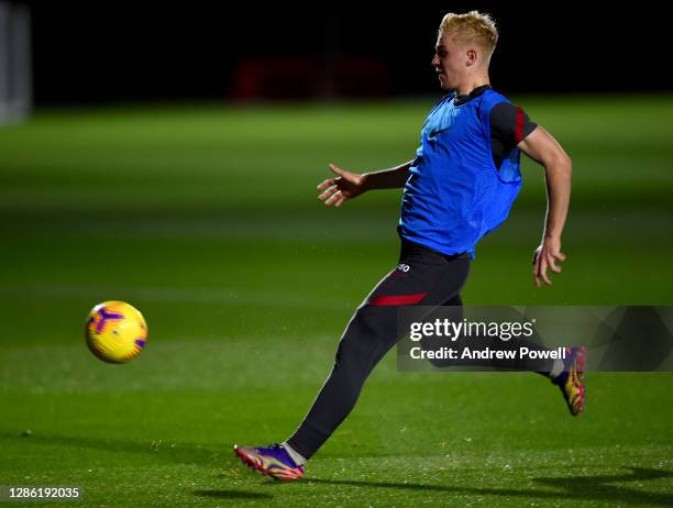 Luis Longstaff of Liverpool during a training session at AXA Training Centre on November 17, 2020 in Kirkby, England.