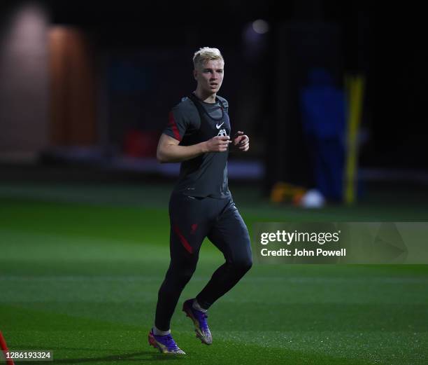 Luis Longstaff of Liverpool during a training session at AXA Training Centre on November 17, 2020 in Kirkby, England.