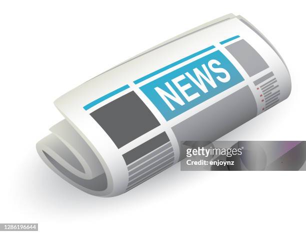 newspaper vector icon illustration - rolled newspaper stock illustrations