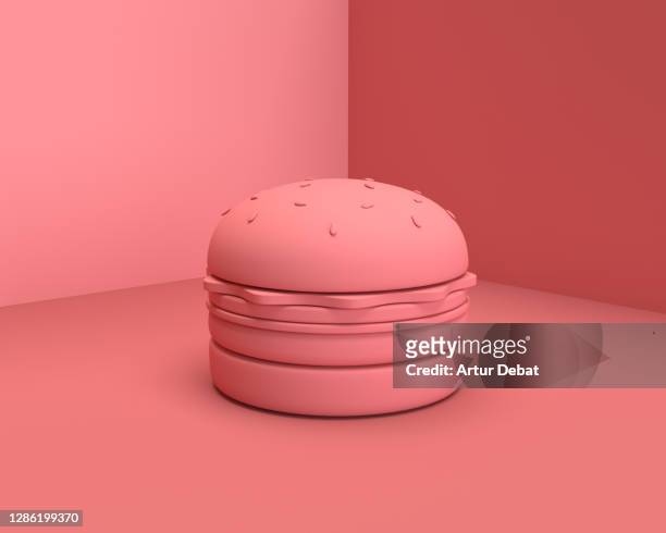3d digital picture of hamburger from fast food company in solid color. - einfarbig stock-fotos und bilder