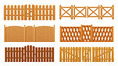 Fence or wooden gates, wood wall barrier boards