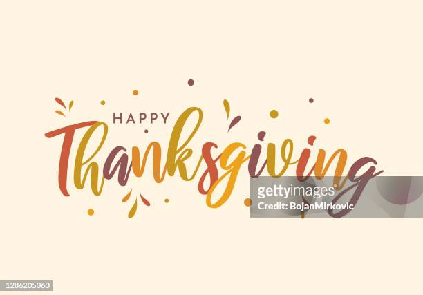 ilustraciones, imágenes clip art, dibujos animados e iconos de stock de feliz diseño de letras de colores de acción de gracias. vector - thanksgiving holiday