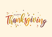 Happy Thanksgiving colorful lettering design. Vector