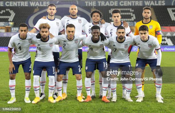 United States men's national team starting eleven before a game between Wales and USMNT at Liberty Stadium on November 12, 2020 in Swansea, Wales.
