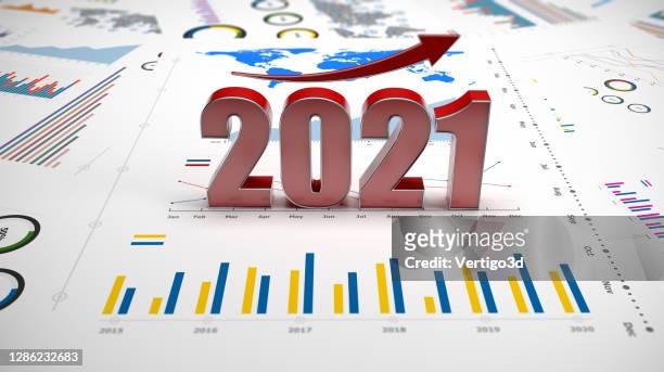 grafieken en grafieken 2021 trends - 2021 stockfoto's en -beelden