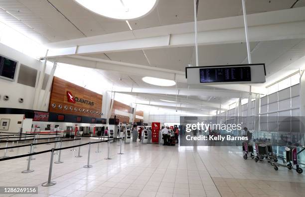 General view of the check in area at the Adelaide Airport on November 18, 2020 in Adelaide, Australia. South Australian premier Steven Marshall has...