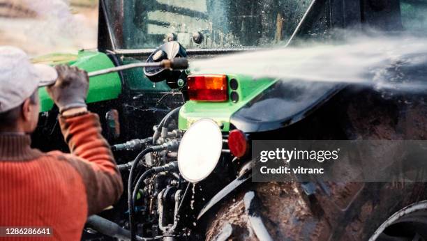 high pressure water cleaning - farm equipment stock pictures, royalty-free photos & images