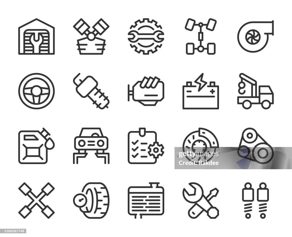 Auto-Reparatur-Shop - Liniensymbole