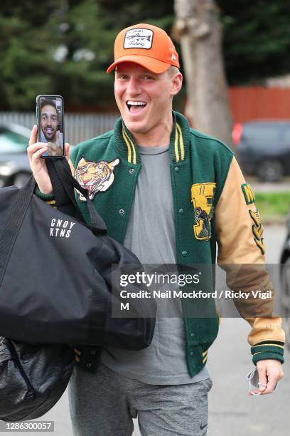 Jamie Laing from Strictly Come Dancing 2020 seen arriving at a rehearsal studio on November 18, 2020 in London, England.