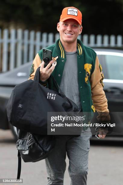 Jamie Laing from Strictly Come Dancing 2020 seen arriving at a rehearsal studio on November 18, 2020 in London, England.