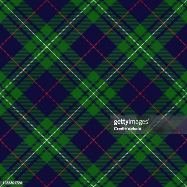 green and blue argyle plaid textile pattern - kult stock illustrations