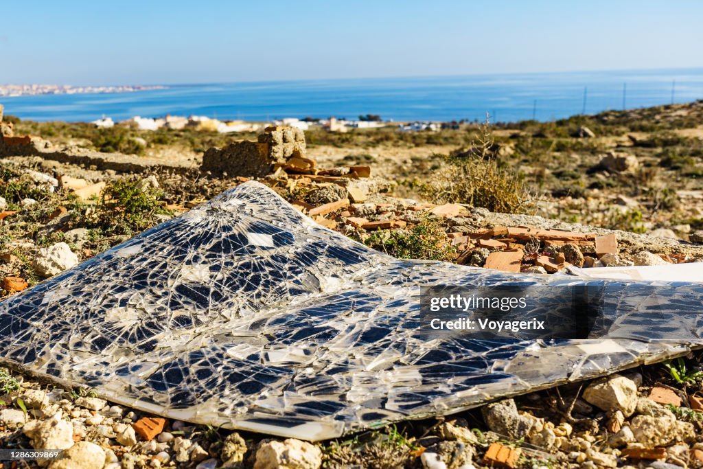 Damaged solar photovoltaic panel