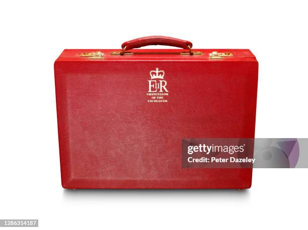 In this photo illustration, a replica of the Chancellor of the Exchequers case budget box shot in December 2011 in London, England.