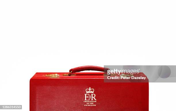 In this photo illustration, a replica of the Chancellor of the Exchequers case budget box shot in December 2011 in London, England.
