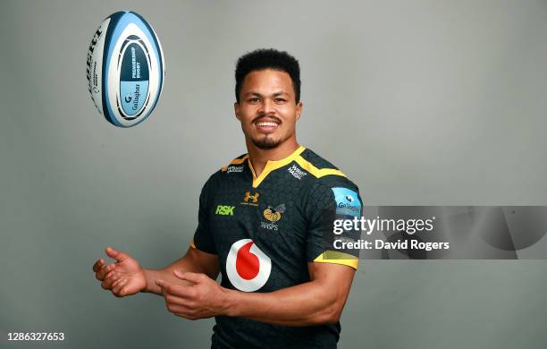 Juan de Jongh poses for a portrait during the Wasps squad photo call for the 2020-21 Gallagher Premiership Rugby season on November 17, 2020 in...