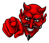 Devil Satan Pointing Finger At You Mascot Cartoon