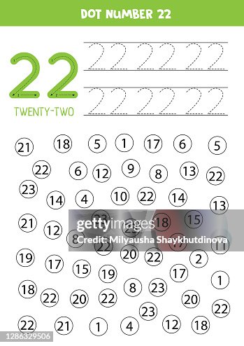22 Math Worksheet Find And Color Number 22 Math Game For Kids High-Res Vector Graphic ...