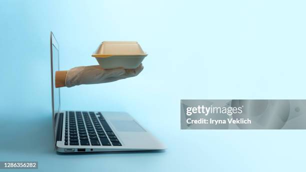 takeaway packaged food concept. - eating fast food stock pictures, royalty-free photos & images