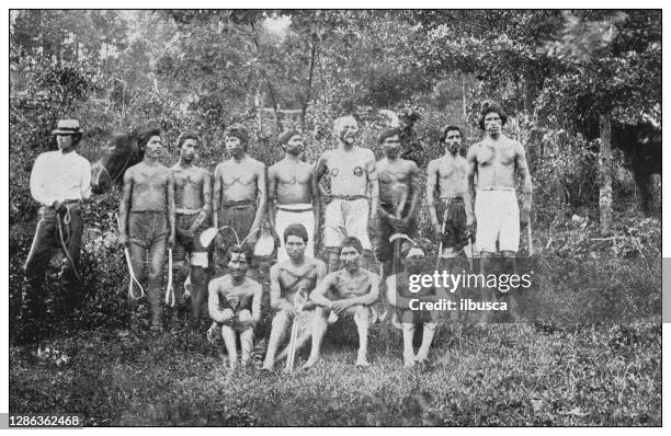 antique black and white photo of the united states: cherokee people - cherokee stock illustrations