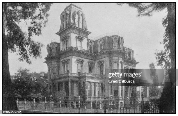 antique black and white photo of the united states: amelia palace, salt lake city - salt lake city stock illustrations