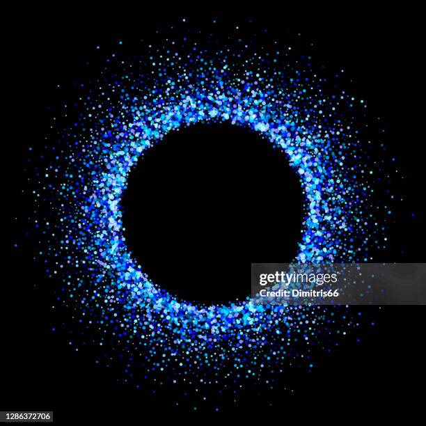 illuminated circle frame on dark background - stars on black background stock illustrations