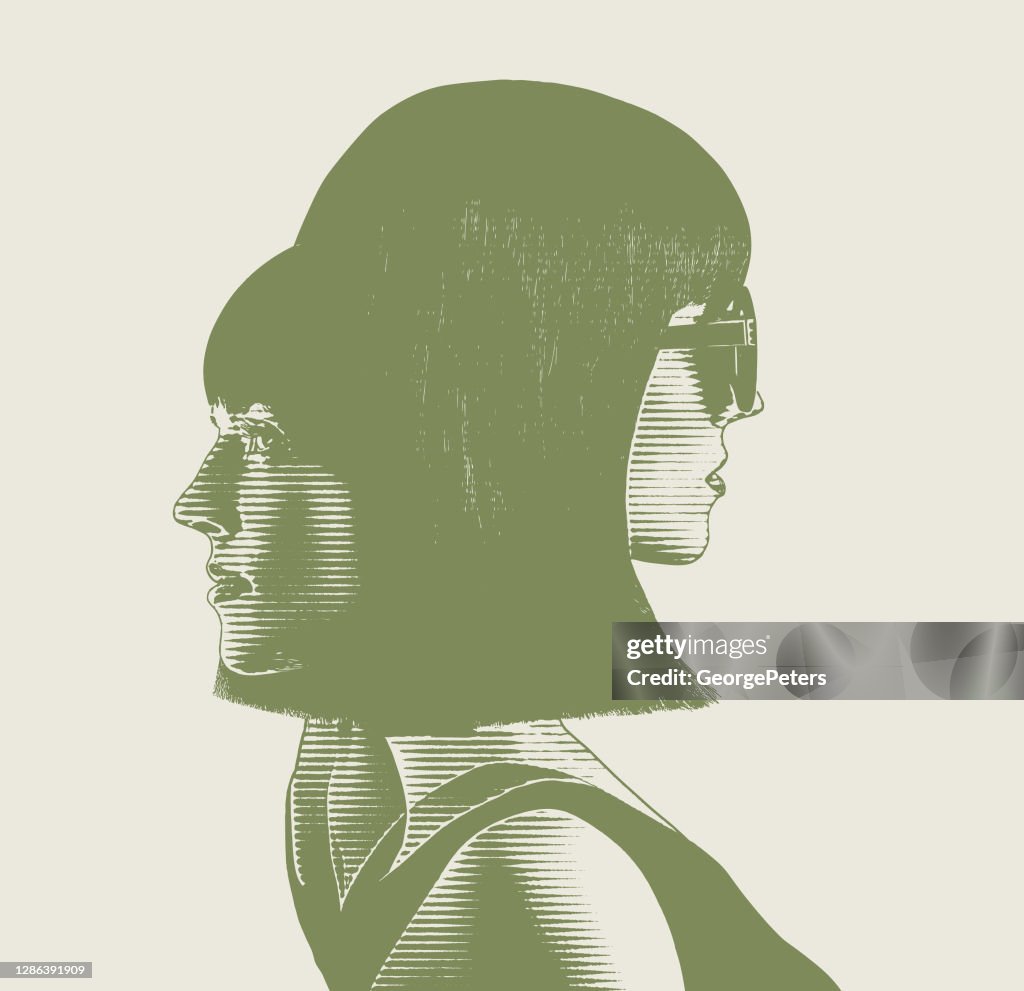 Woman with two faces