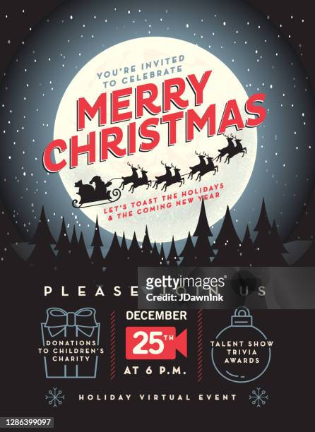 frohe weihnachten virtuelle veranstaltung party einladung plakat werbung design vorlage - santa stock-grafiken, -clipart, -cartoons und -symbole