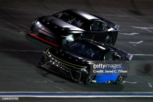 Kurt Busch and Martin Truex Jr. Drive the NASCAR Next Gen car during the NASCAR Cup Series test at Charlotte Motor Speedway on November 18, 2020 in...