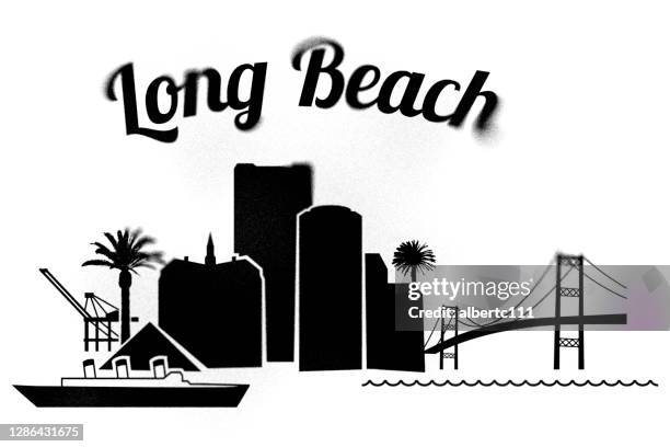 長灘加州城市景觀模具與噴漆效果 - long beach california 幅插畫檔、美工圖案、卡通及圖標