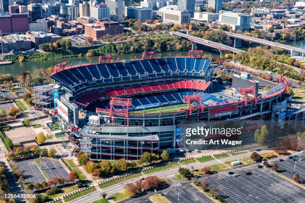 aerial view of nissan stadium in nashville - nissan stadion stock pictures, royalty-free photos & images
