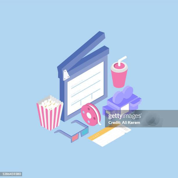 cinema design in isometric vector illustration - empty auditorium stock illustrations