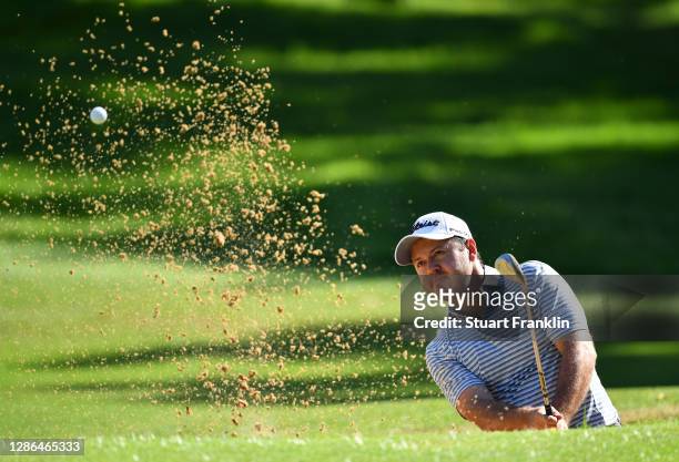 Richard Sterne of South Africa plays his third shot on the 14th hole during Day One of the Joburg Open at Randpark Golf Club on November 19, 2020 in...