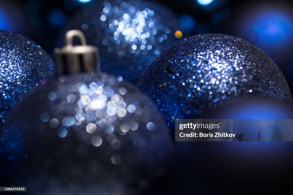Blue Chrismas baubles.