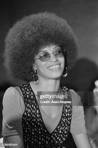 Angela Davis à la Fête de l'Humanité en septembre 1973 à La Courneuve, France.