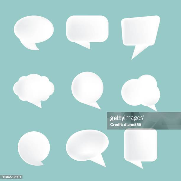 a set of fluffy white speech bubbles - softness icon stock illustrations