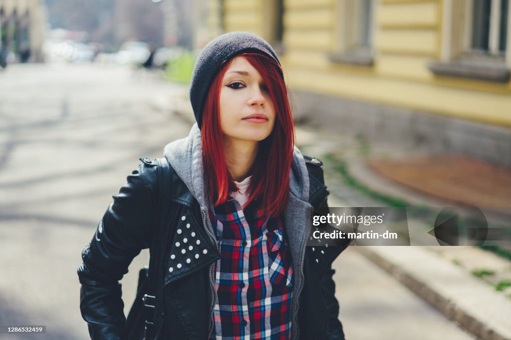 Portrait of red haired teenage girl