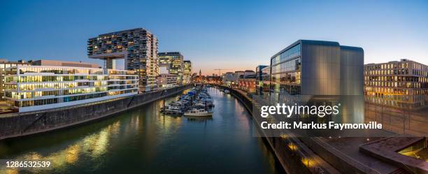 cologne port skyline at dawn - cologne skyline stock pictures, royalty-free photos & images