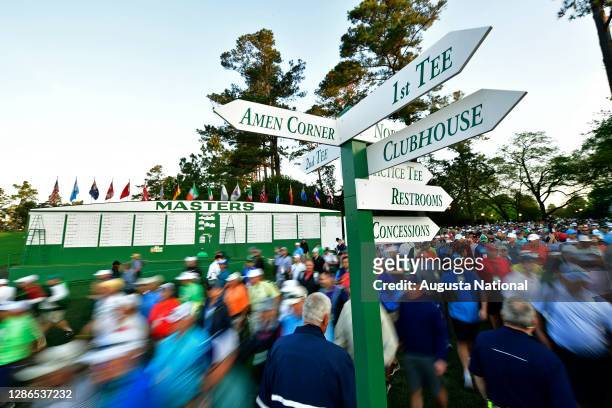Patrons enter the course during the first round of the Masters at Augusta National Golf Club, Thursday, April 11, 2019.