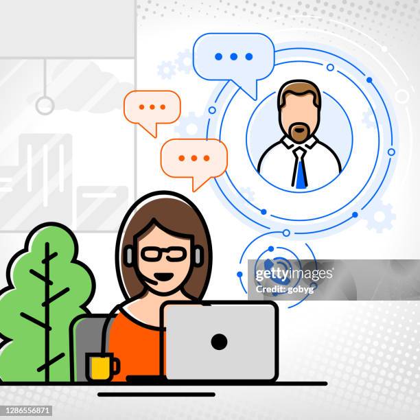 support, customer service, online advisor - it support desk stock illustrations
