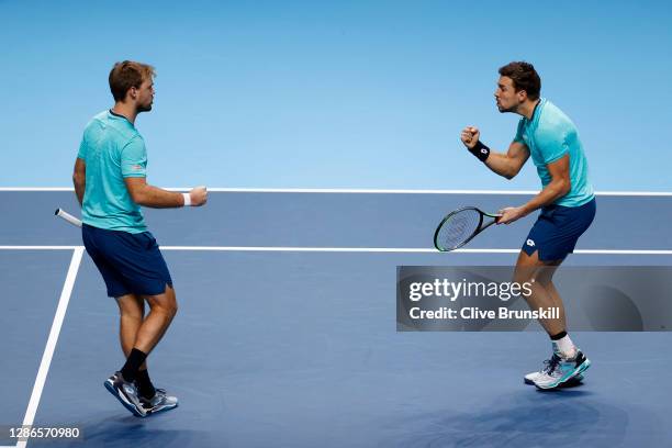 Kevin Krawietz of Germany and Andreas Mies of Germany celebrate a point during their doubles match against Rajeev Ram of The United States of America...