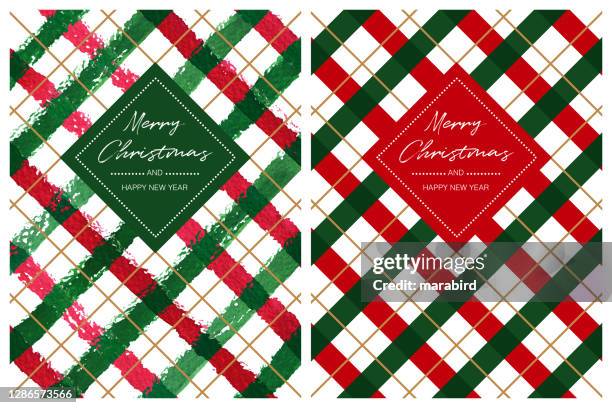 red and green checkered crhistmas background - tartan stock illustrations