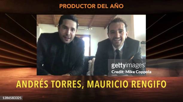In this screengrab, Mauricio Rengifo and Andrés Torres accept the Producer of the Year award at the Premiere Ceremony during The 21st Annual Latin...