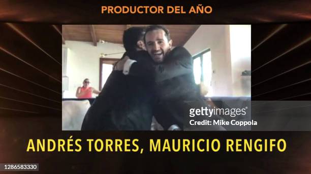 In this screengrab, Mauricio Rengifo and Andrés Torres accept the Producer of the Year award at the Premiere Ceremony during The 21st Annual Latin...